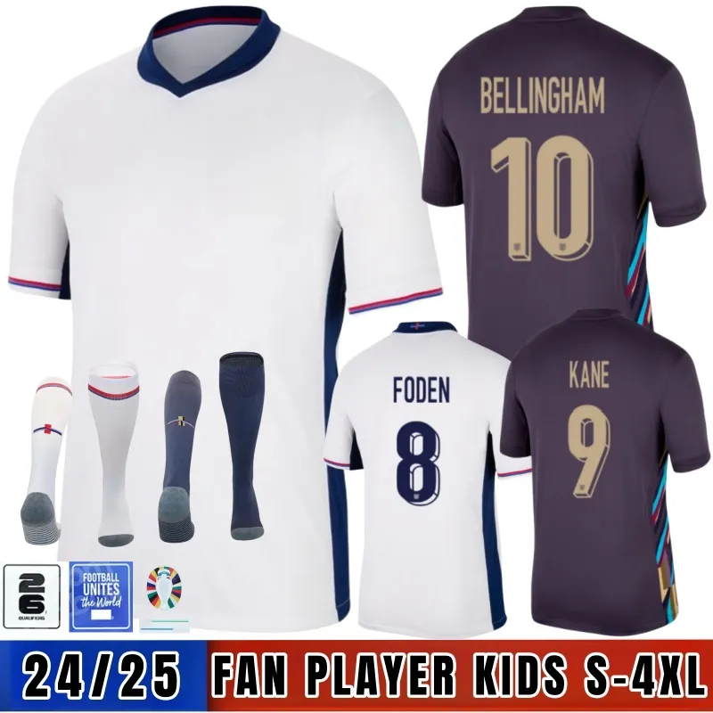 2024 Euro Cup Englands Bellingham Soccer Jerseys Team National Toone Football Shirt White Bright Kane Sterling Rashford Sancho Grealish Men Kids Kit