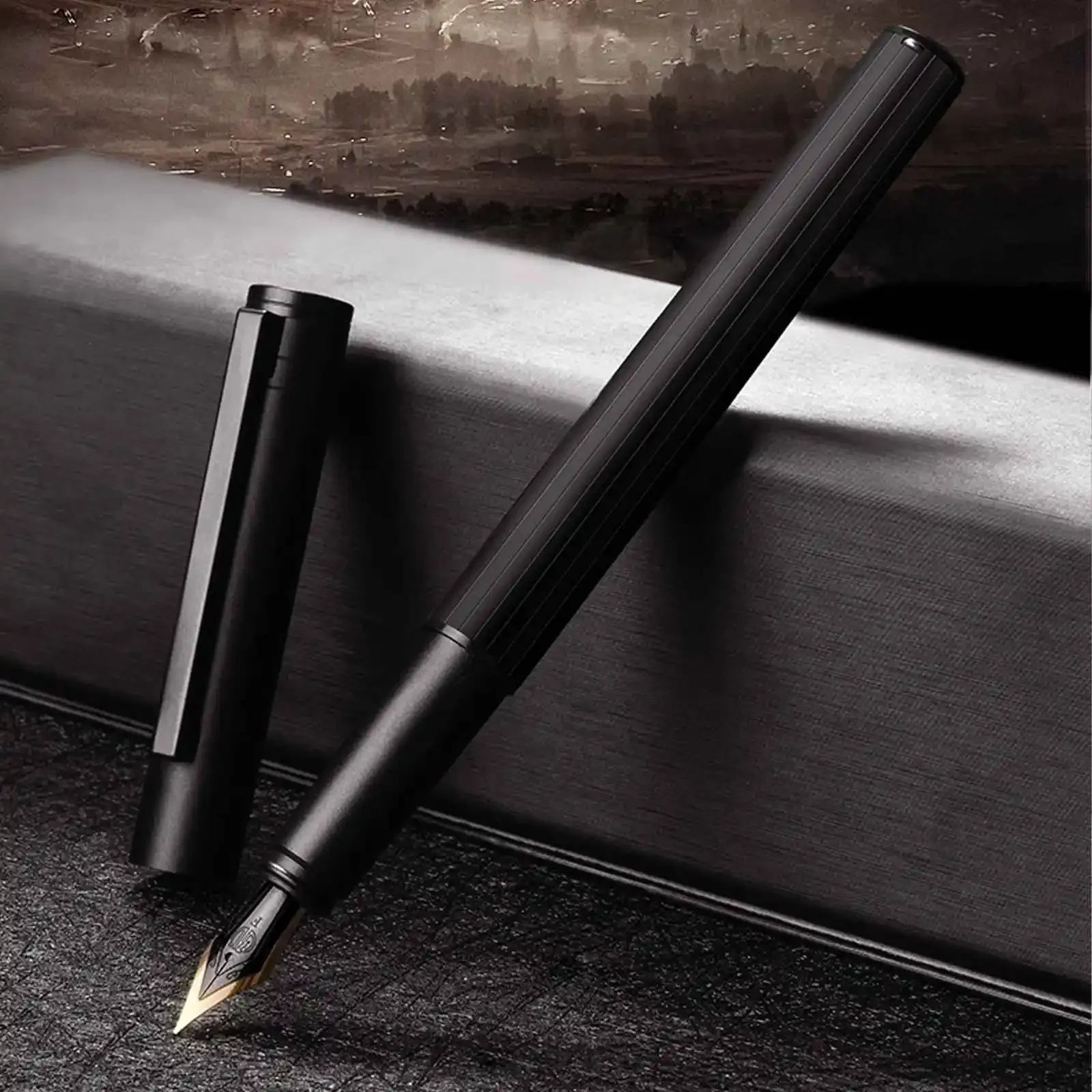 Ручки Hongdian H1 Fountain Pen Metal Black Golden Nib ef F 0,4 0,5 мм написание чернильных ручек бизнес -школа Поставки каллиграфия ручка
