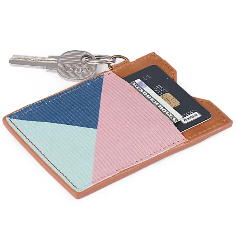 Clips Fashion Genuine leather Men Women Mini Print Purse Slim Credit Bank ID Card Case Holder Key Chain Money Bag Small Elastic Wallet