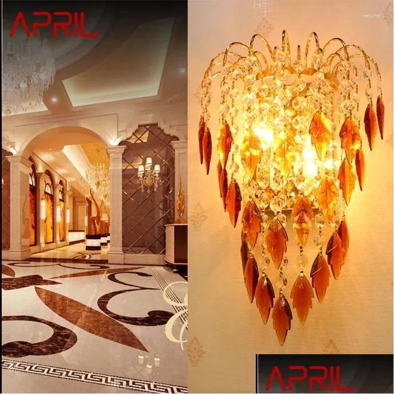 Muurlampen april eigentijdse kristallen lamp indoor kunst woonkamer slaapkamer bedroom bedroom luxueuze el corridor hal drop levering dhpgy