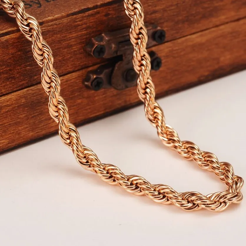 Rich Women's fine rope chain 18 k Rose Solid gold G F thick 5mm neck necklace 24 19 6inch select309M
