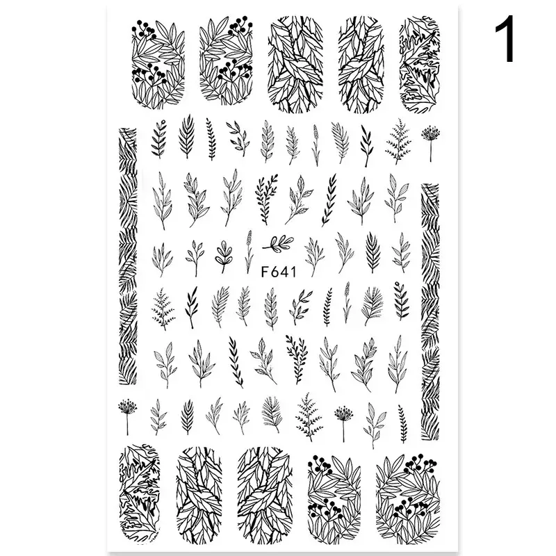 Letras inglesas design de flor 3d adesivo de unhas sexy tema tema unhas adesivos de decalques de decoração de decoração