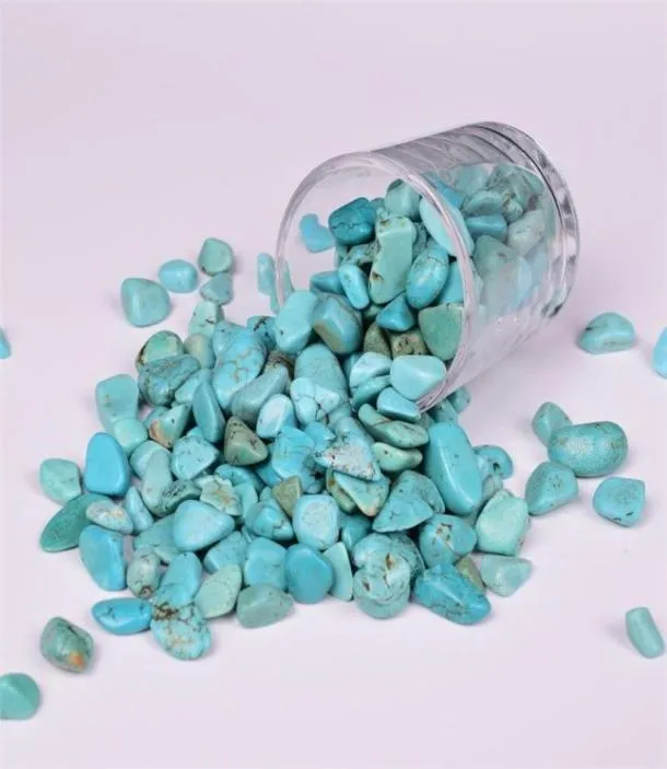 Nieuwste 100 g kunstmatige turquoise groene kleine grind bulk getrommelde stenen kristal rock chips geluk genezing 5334208