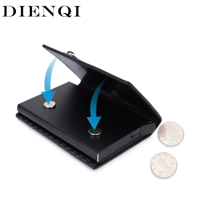 Кошельки Dienqi мужской RFID Magic Wallet Carbon Fiber держатель кошельки кошельки бренд Money Bag Suwm Slim тонкий мужской магнитный кошелек кошелька