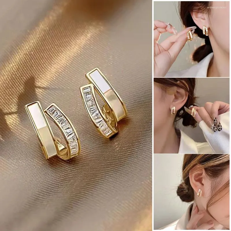 Stud Earrings Zircon For Women Stacking Pairing Design Alloy Ear Korean Fashion Hoop Jewelry EIG88