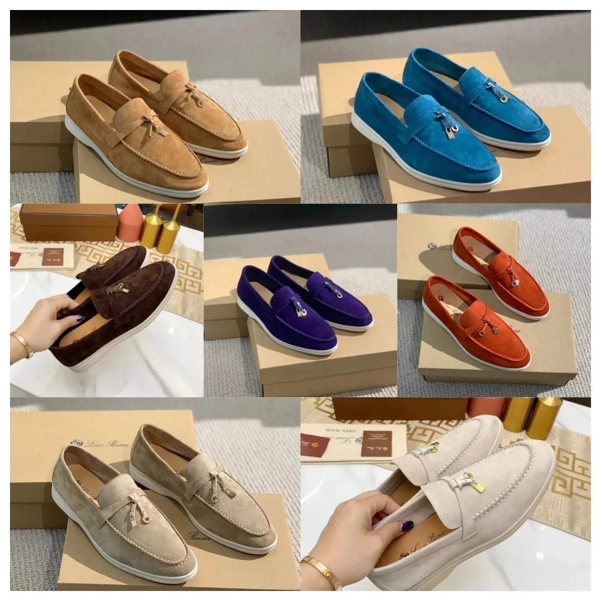 2024 Nieuwe Lora Pianas Loafers Women Men Men Kleedschoenen Designer Fashion Business Leather Flat Low Suede Cow Oxfords Casual Mocassins Lazy Shoe