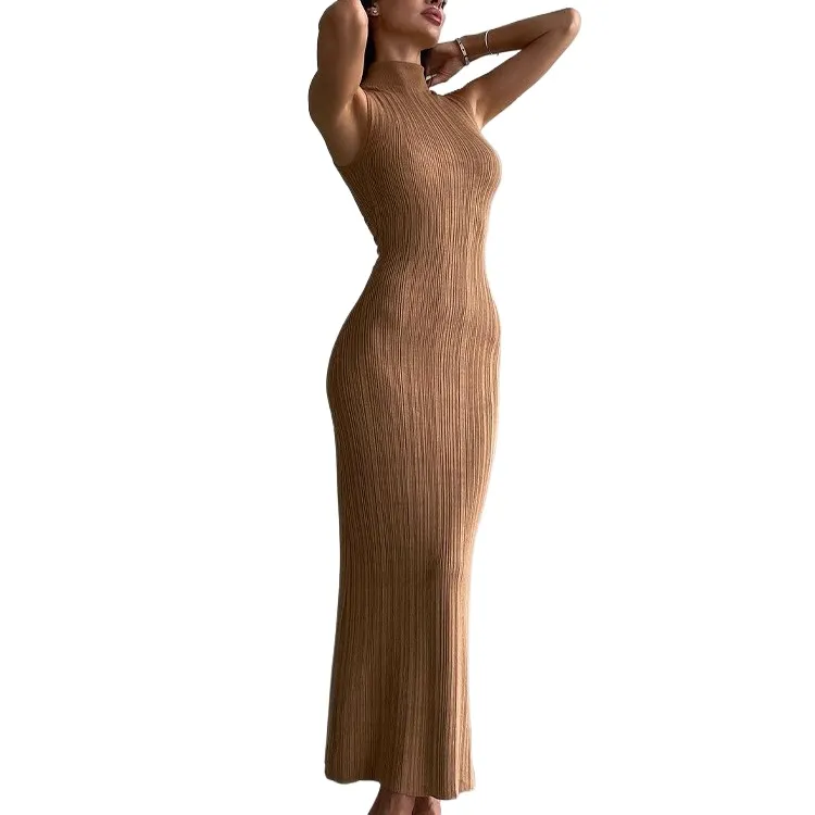 Women Sleeveless Ribbed Bodycon Sweater Dress Mid-Calf Crew Neck Casual  Polyester from Dhgate Basic & Casual Dresses - price 22.51