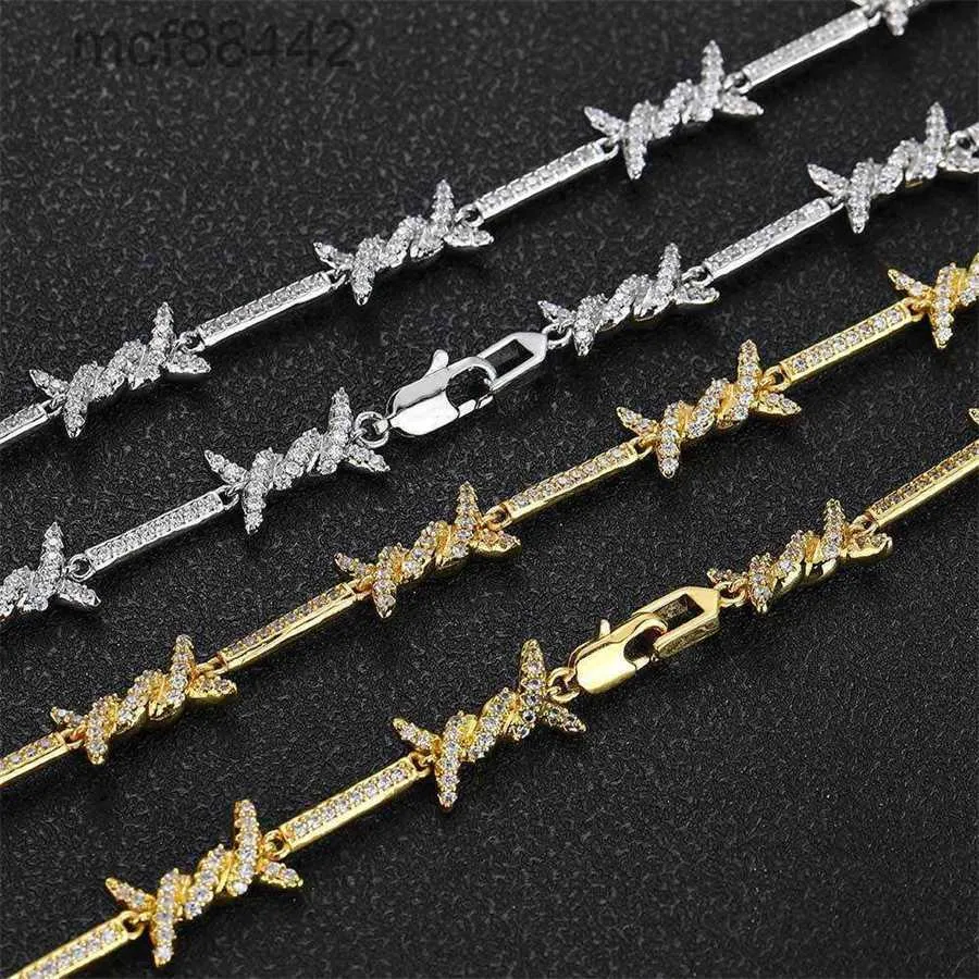 Hip -Hop -Halskette Japanischer Stil 2,5 mm fein Dornenkette Mikro -Set Zirkon HipHop -Paar Armband für Männer und Frauen