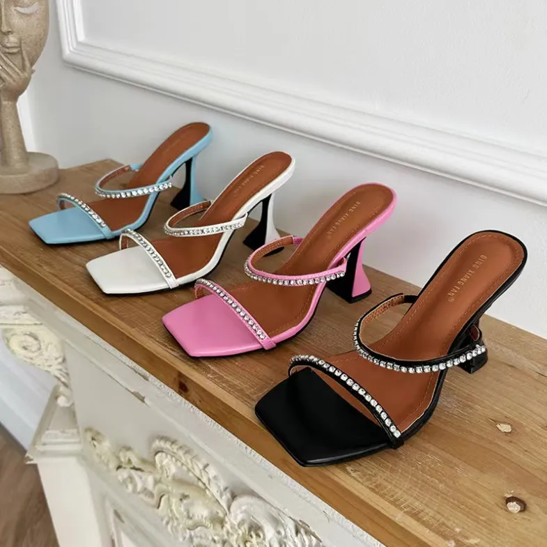 Sandały ozdobione kryształową gilda Paspp Pasp szpula Szpoc pięta dla kobiet kobiet letnie luksusowe projektanci buty bankiety sukienki dla kobiet sandały sandały kapcie