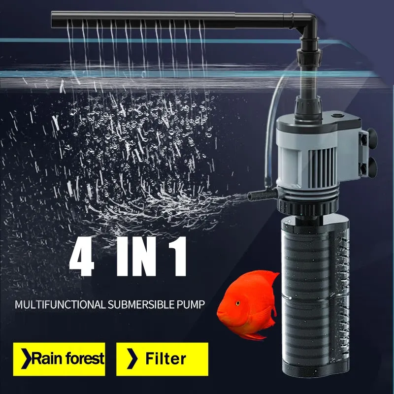 Accessoires Multifunctio 4 op 1 Interne aquariumfilterpomp Dubbele vissentank Waterpomp Filtergolf Surfcirculatie Zuurstofpomp