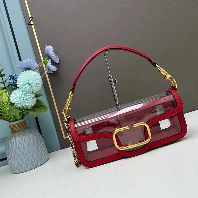 Designer Transparent Spall Borse Women Husury Borse Catena Loco Crossbody Borsa in metallo V logo tote borsetta vintage fibbia magnetica switch borse in pelle