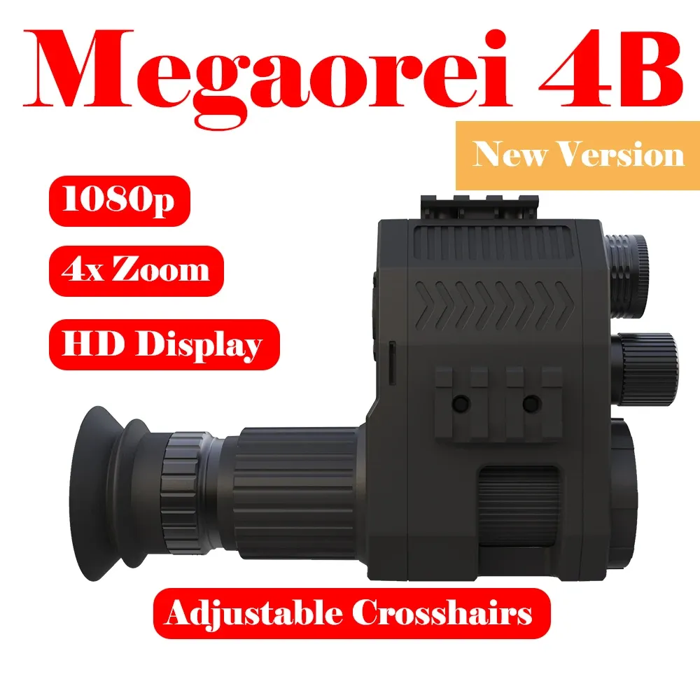 Cameras Megaorei 4B Night Vision 1080p HD Hunting Camera Camcorder Portable Rear Scope Add on Attachment with Builtin 850nm 940nm IR