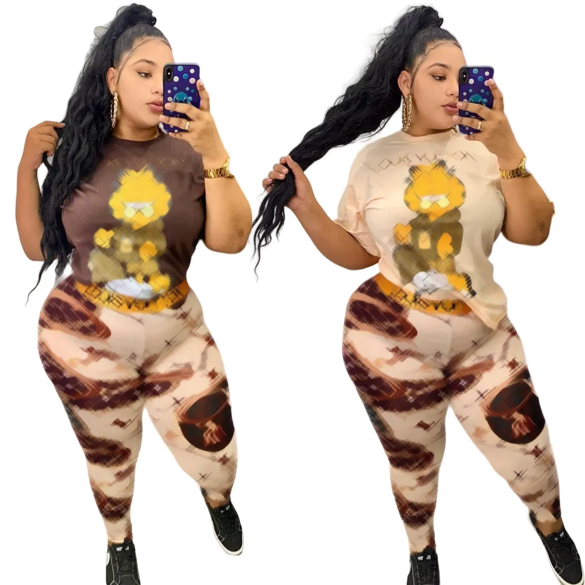 4XL Plus Size Tracksuits Summer Outfits Women Casual T-shirt and Pants Two Piece Set Free Ship