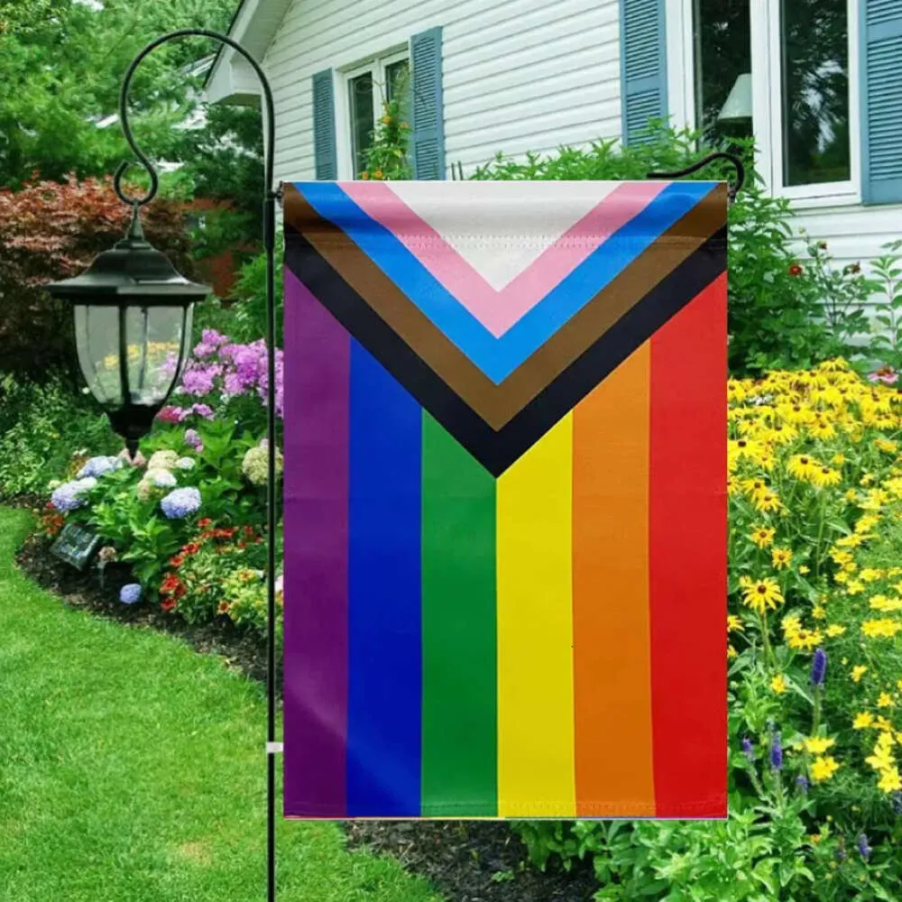 Ogrody flag 30x45cm Duma Transgender gej lesbijka tęczowe Banner Flagi ogrodowe