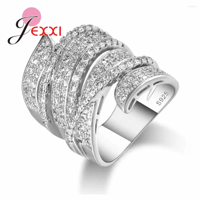 Cluster anneaux 925 Bands de mariage en argent sterling pour femmes clear cz CRISTRIAN INCLAY PAVE BIJOURS