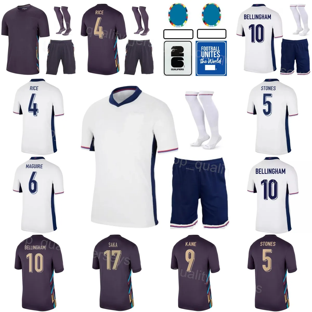 Jugend Männer Nationalmannschaft 17 Toney Soccer Trikots 7 Foden 4 Rice 1 Pickford 2 Konsa 3 Chilwell 9 Kane 14 Henderson 10 Bellingham 24-25 Euro Cup Football Shirt Kits Yingguo