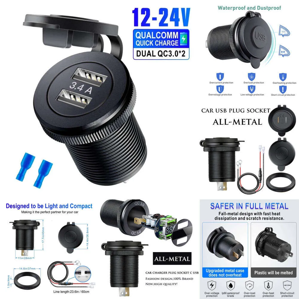 Nowy wtyczka 12V Tomada USB Automotiva Car Socket 8L A8 R8 A3 A4 A5 QC3.0 Adapter portu USB do Audi A6 C5 C7 Accessorie