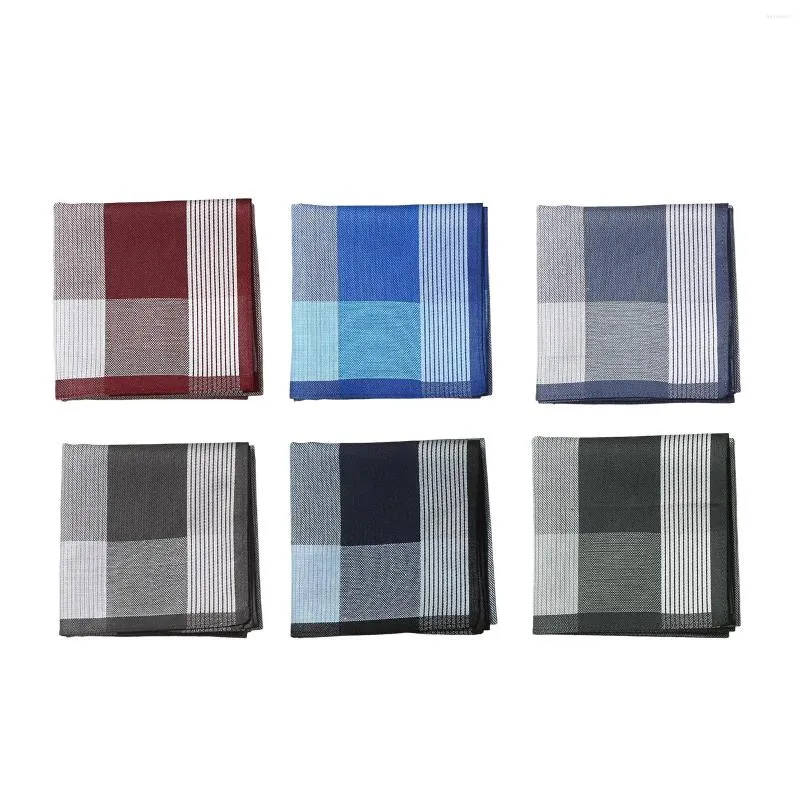 Bow Ties 6x Cloth Men's Handkerchiefs Kerchief 43x43cm Classic Assorted Color Gifts Hanky For Casual Men Grandfathers Formal Suit