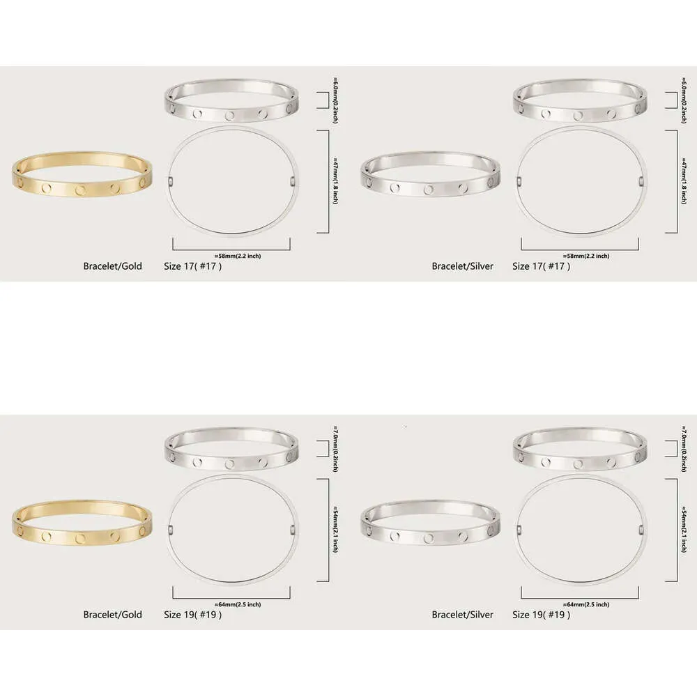 Spijknagschroefbreedte 4 mm 6 mm 7 mm 4 diamanten roestvrijstalen bangle big gold armbanden sieraden ontwerper armband vrouw s