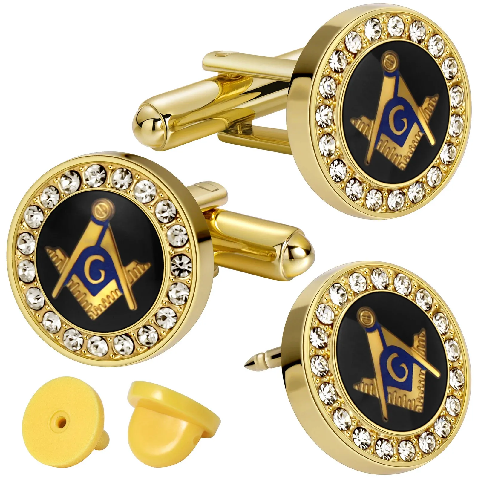 Freemason Masonic Tie Clip och manschettknappar för Mengift Box Packedmens smycken eller tillbehörsmasoniska gåvor för män. 240412