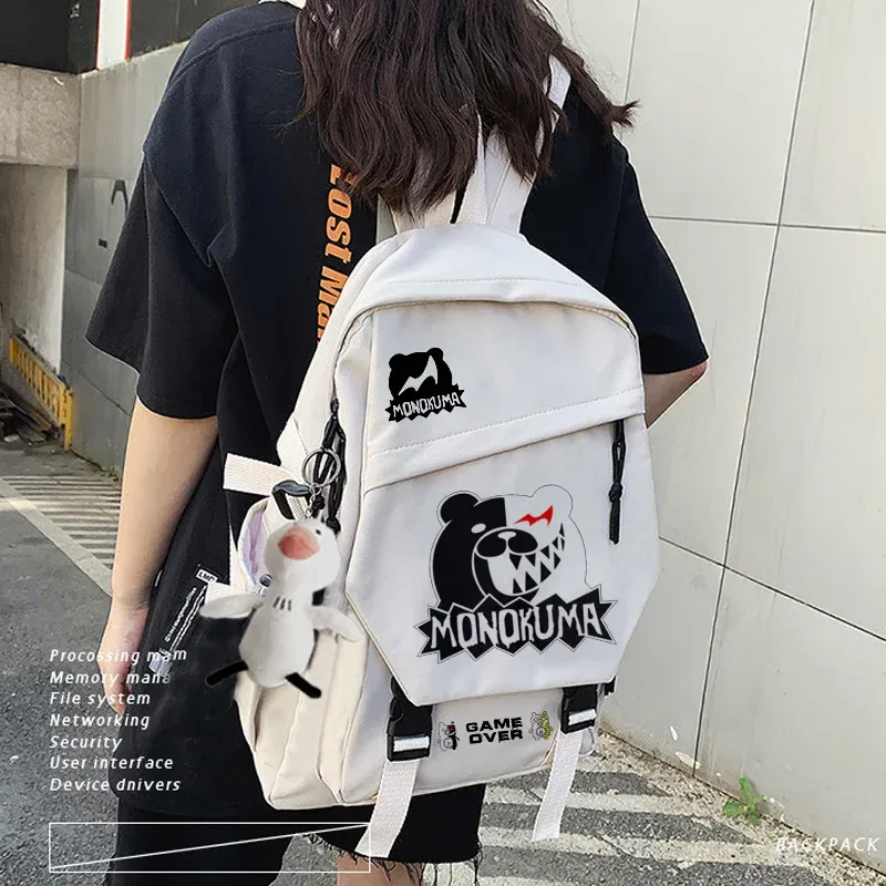 Backpacks Anime Danganronpa Monokuma Backpack Casual Women Men Backpack Teenage Girl Boys School Bag Bagpack Travel Bags Mochilas