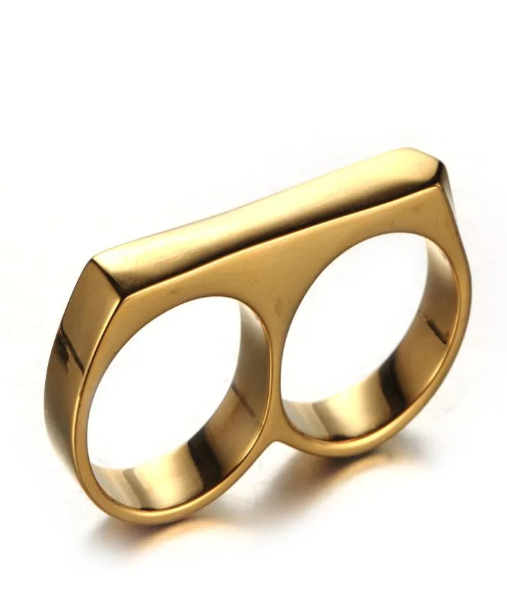 En rostfritt dubbelfingertillbehör Strange Doctor Men039S smycken Fashion Simple Titanium Steel Ring EGWK9431709