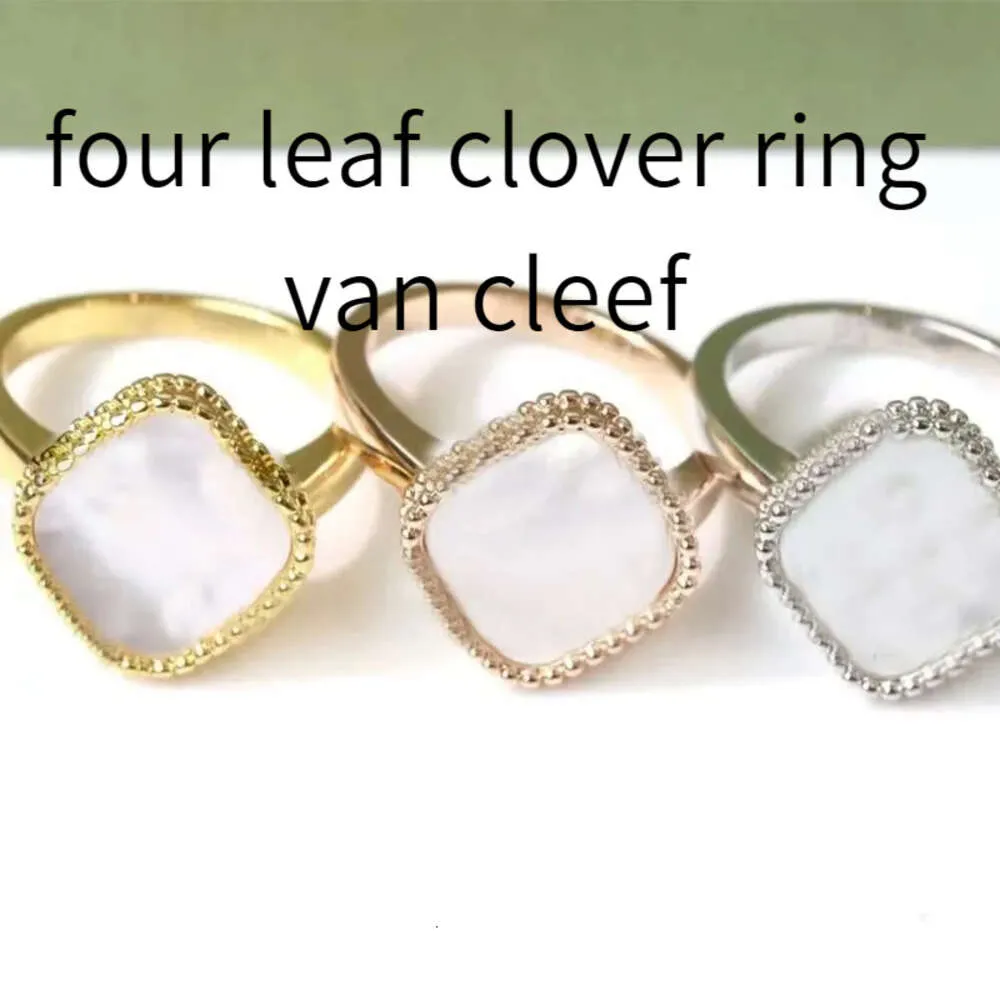 Van Motive vier Blattklee Designer Schmuckringe Frau Hochzeitspaar Geschenk Engagement Party Liebhaber Mode Natural Shell Blume Cleefs Ring Ring