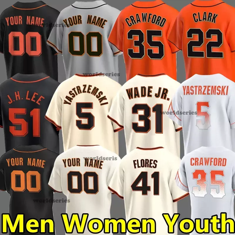 2024 Baseball Jerseys Jung Hoo Lee Giants Matt Chapman Mike Yastrzemski Lamonte Wade Jr. Blake Snell Wilmer Flores Barry Bonds Will Clark Men Women Women Youth Jersey