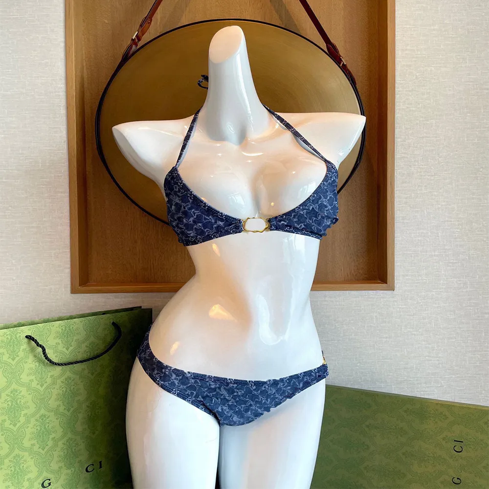 Sexiga kvinnor badkläder l designer bikini set v multicolors baddräkter kvinnlig baddräkt sommar strand slitage simmmode klassiskt brev tryck märke badkläder