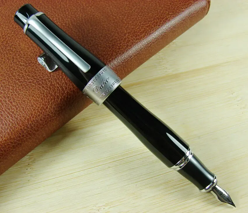 Pens Duke 2009 Black Fountain Pen Memory Charliechaplin Gran tamaño estilo único, mediano / doblado Nib Heavy Business Office Pen