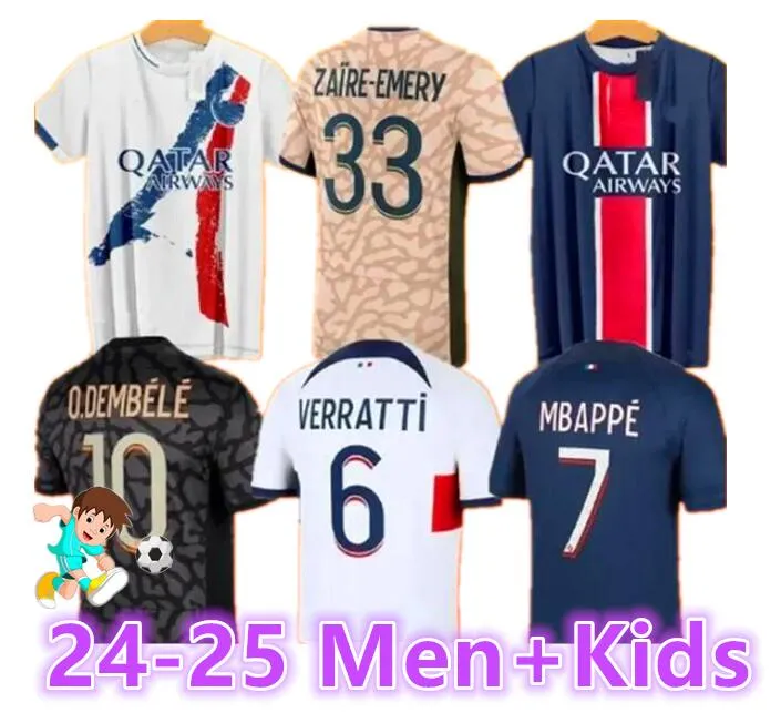 24 25 Maillot Mbappe Soccer Jerseys Kids Kit 23/24プレーヤーバージョントレーニングPre Match 2023 2024 Maglia Paris Home Away Football Shirt Hakimi Fabian Vitinha O Dembele899