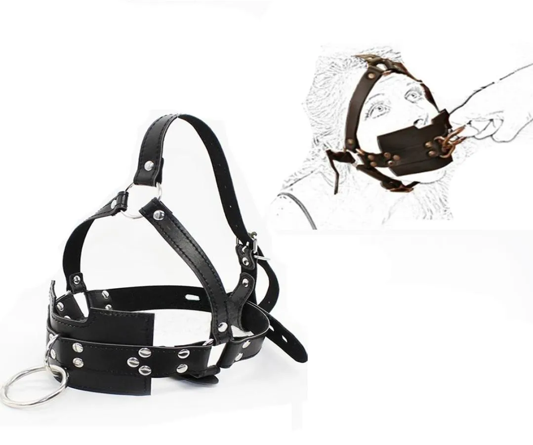 sexy Bondage PU Leather Slave Head Harness With Mouth Muzzle Strap Fetish Restraints Gag Ball BDSM Adult Game1405004