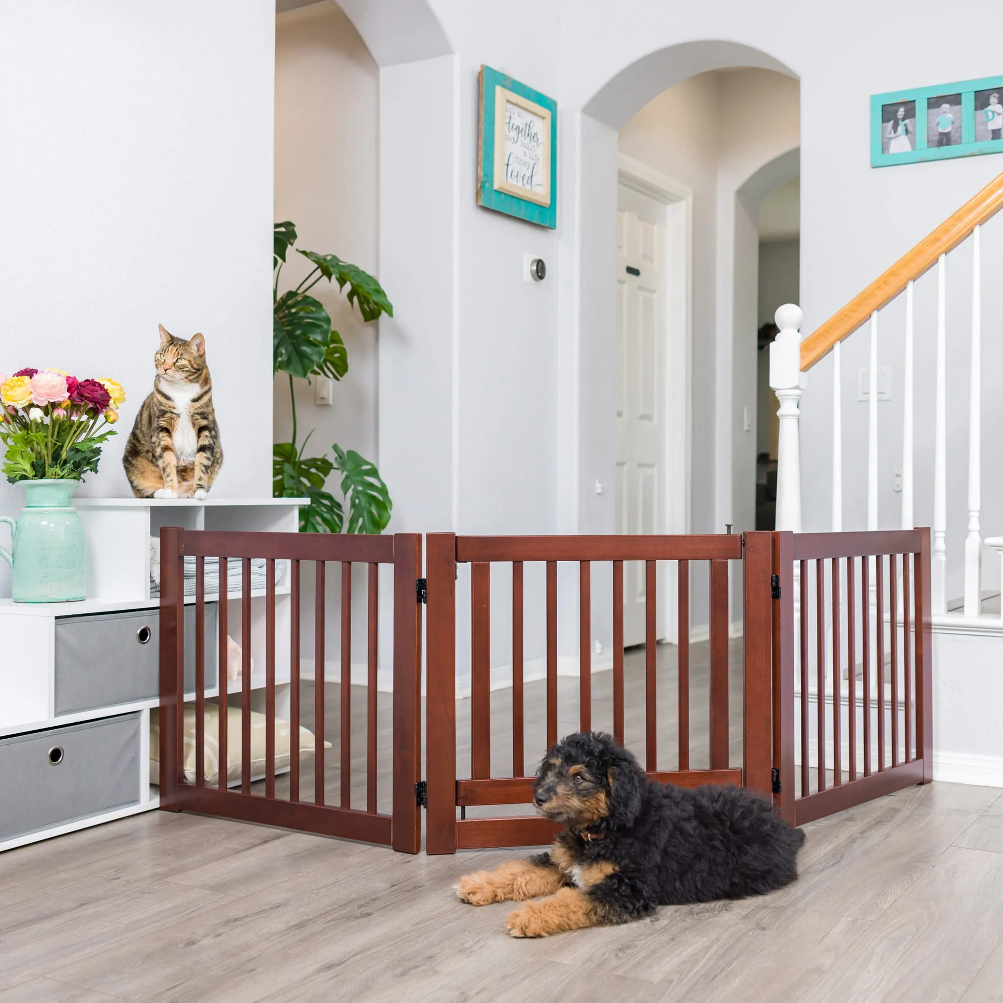 Configurable Wooden Pet Gate with Door - Wide Design, 24 H - Shop Now