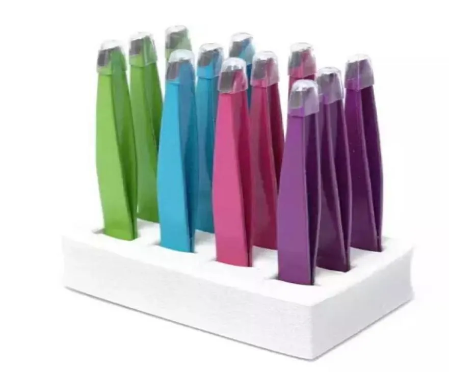 Vente de 24pcs en acier inoxydable coloré à pointe inclinée Beauté Twezers Tweezer Tobinal Tools Promotion la plus basse 8706576