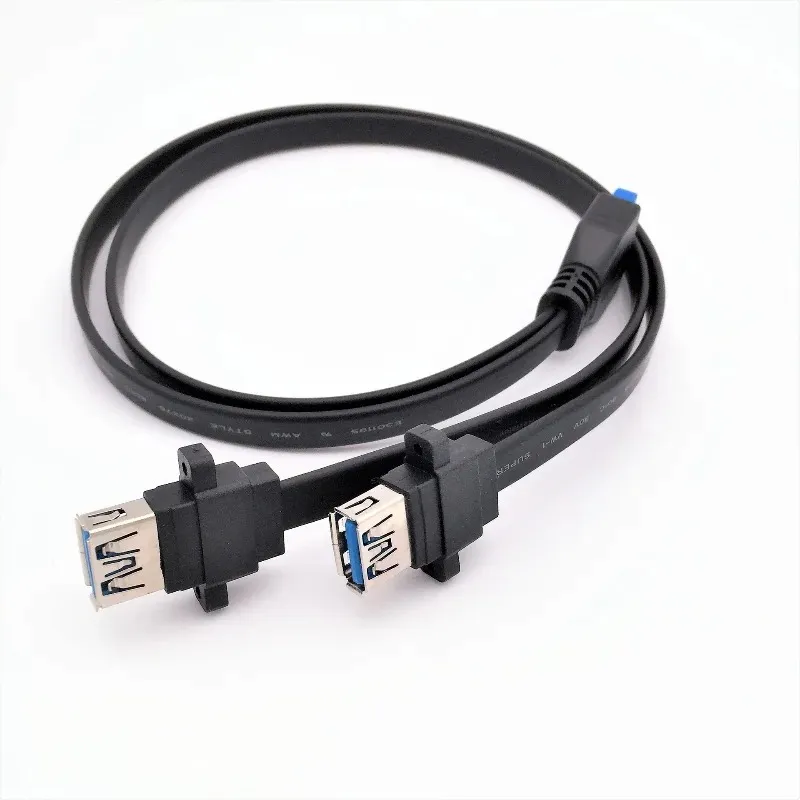 Adatto per il cavo IDE USB3.0 Front da 20 pin a doppio porto un cavo dati telaio femminile con foro per vite
