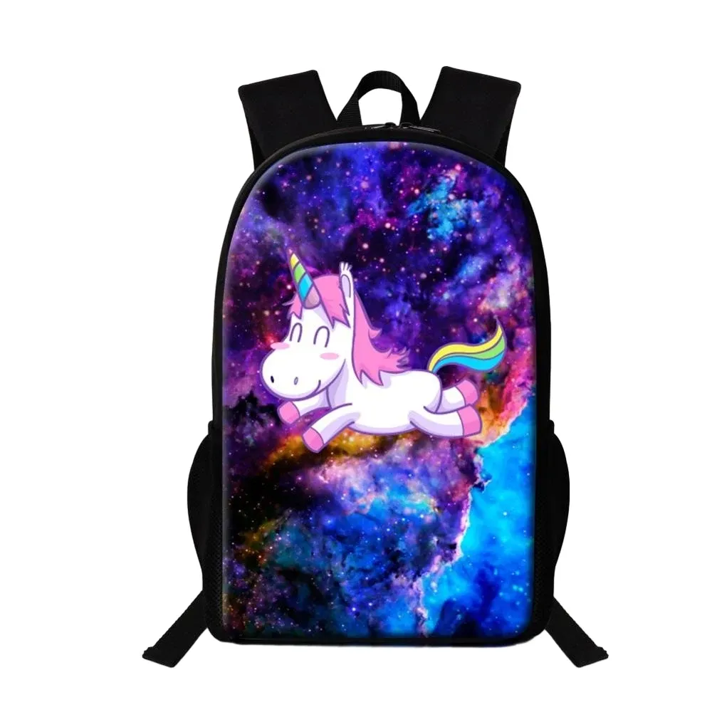 Tassen Cartoon Unicorn Children School Tassen voor tieners jongensmeisjes school rugzak universum Galaxy Kids Book Tassen Casual rugzakken