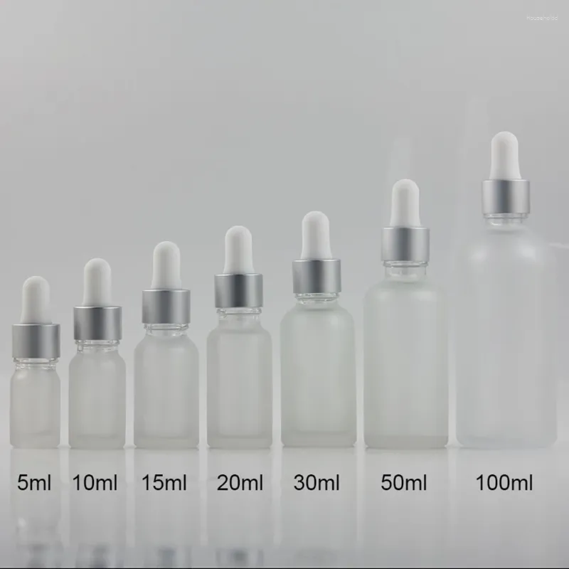 Opslagflessen 10 ml Glazen druppel fles Cosmetica Verpakking leeg met mat zilver