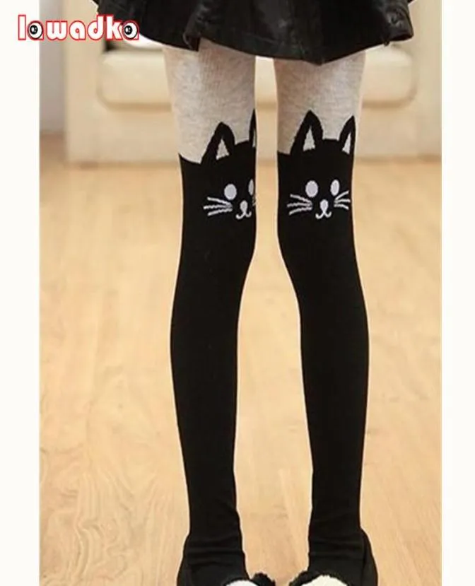 Spring Girls Tights Kids Cartoon Tights For Girls Baby Cat Elastic Midje Stitching Pantyhose Stocking9898664