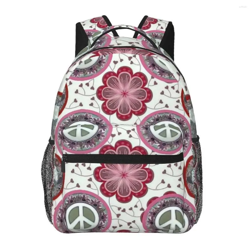 Backpack Hippie Style for Girls meninos viajam sinais de paz Rucksackbackpacks Bolsa de escola adolescente