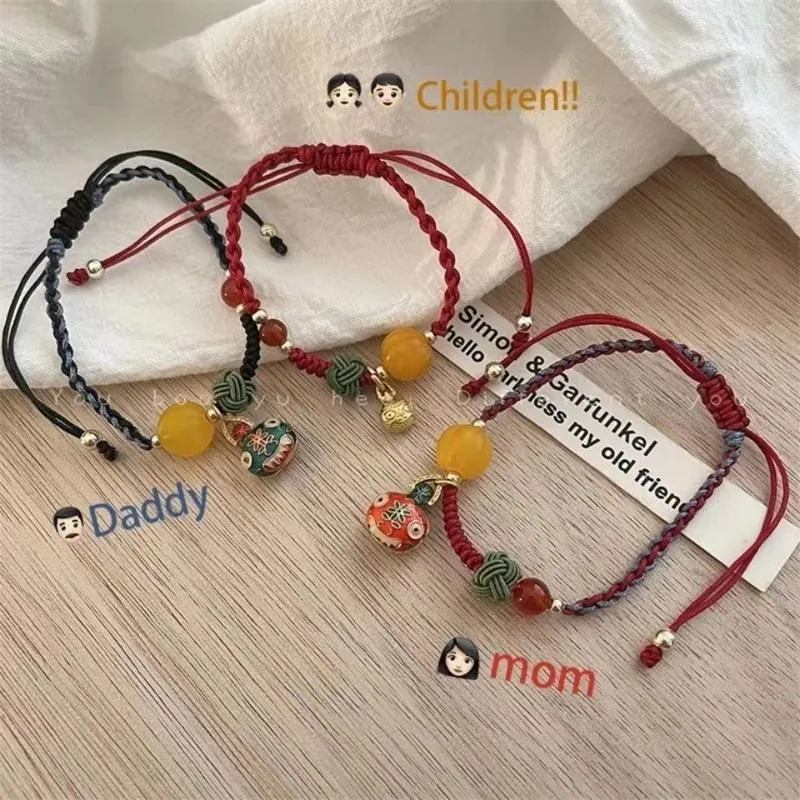 Charm Bracelets Cabpus Lucky Feng Shui Jewelry Swallowing Gold Beast Bracelet Adjustable Braided Rope Brings Wealth And Good Luck Dad Mom