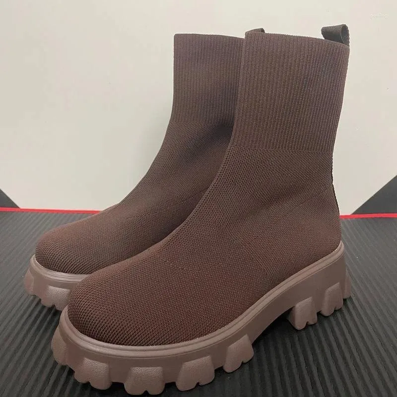 Casual skor mode sneakers kvinnor stretch tyg sockor ankel stövlar plus storlek kvinna plattform boot zapatos de mujer damer