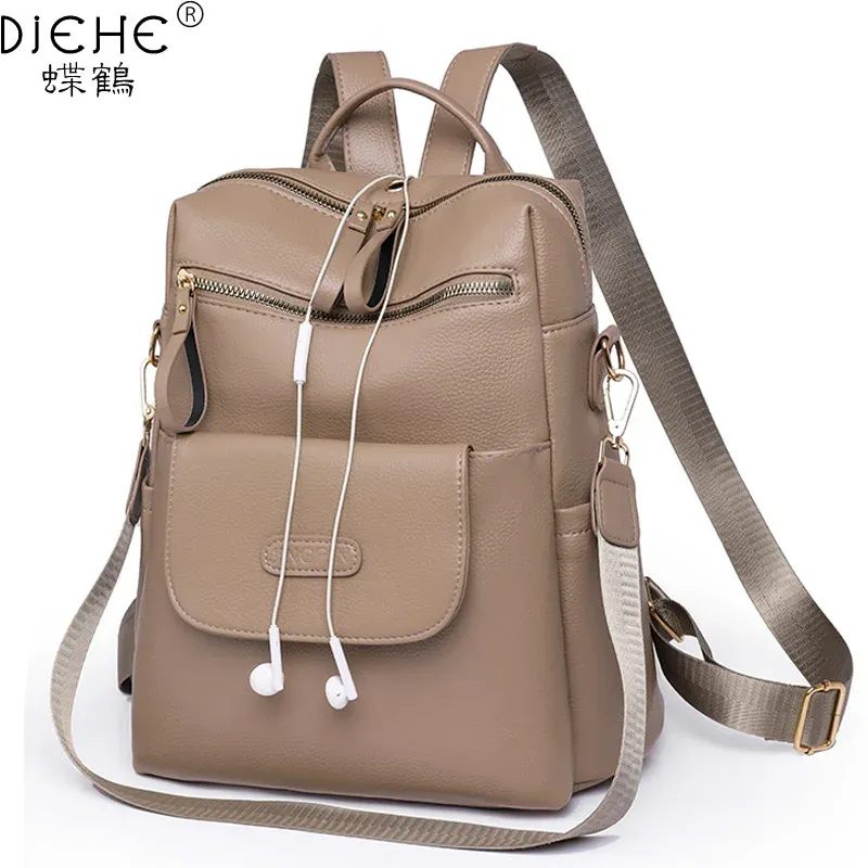 Sac à dos en cuir souple sac à dos femme de couleur solide tendance mode grande capacité dames sac sac école sac à dos pour les adolescentes 2023