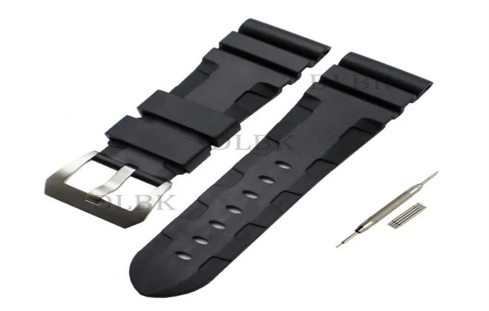 24mm 26mm Buckle 22mm Men Watch band Black Diving Silicone Rubber Strap Sport Bracelet Stainless Steel Pin Buckle for Panerai LU256320788