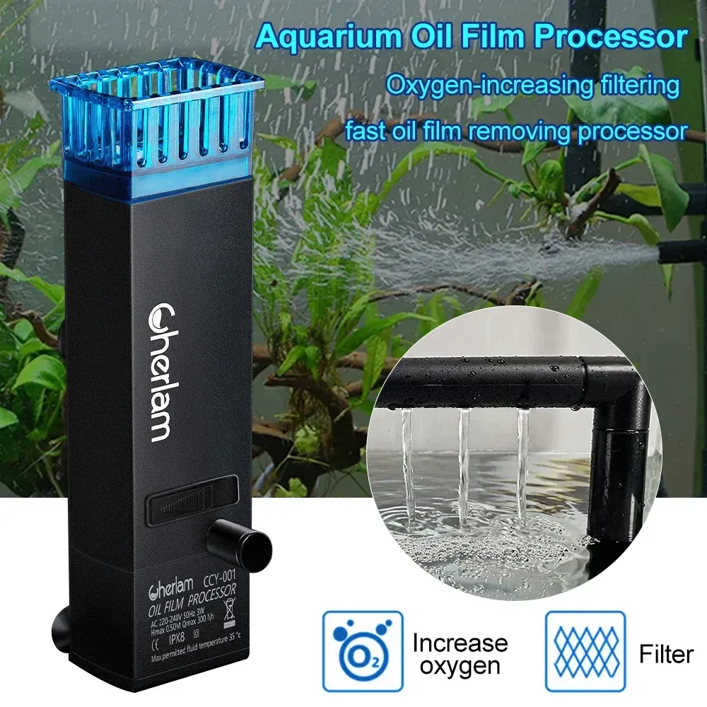 Heating 3W Aquarium Surface Oil Skimmer Filter Mini Mute Auto Oil Film Processor Remove Tool for Fish Tank Water Filtration 220240V