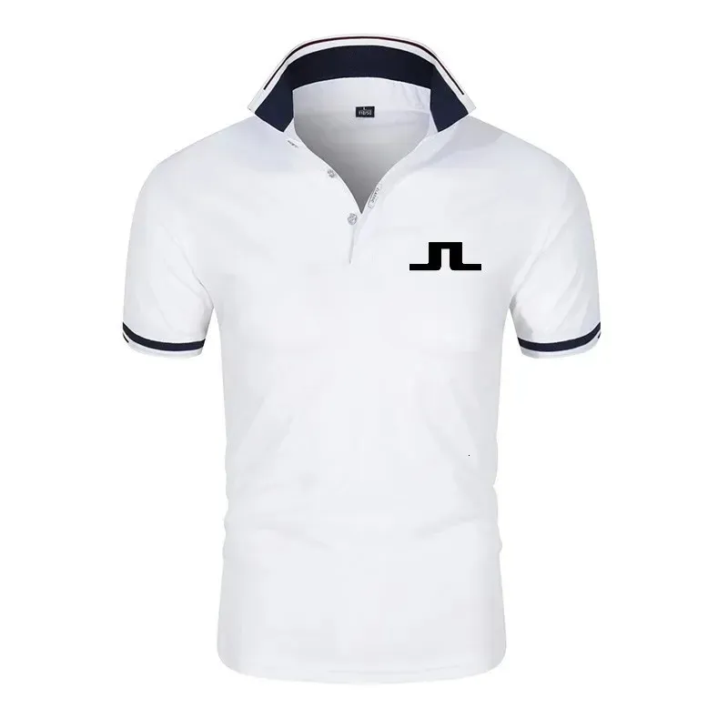 J Lindeberg Golf Tシャツメンズゴルフ服夏の快適な通気性クイックドライショートドライティーメンポロラグジュアリーTシャツ240419