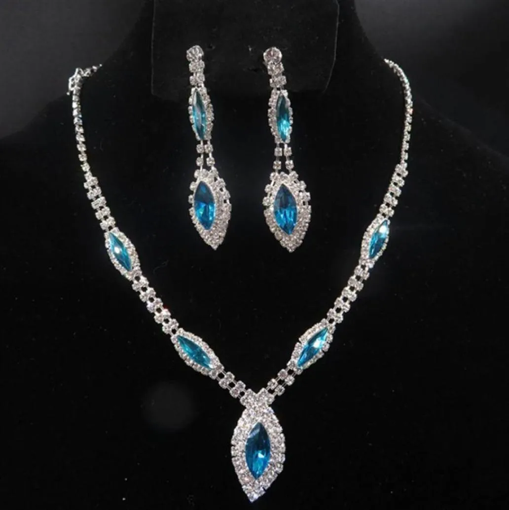 YT043 Fashion Alloy Necklace 2Colours Rhinestone Necklace Earring Set Crystal Jewelry Sets for Brides Wedding Jewelry High Quality5323939