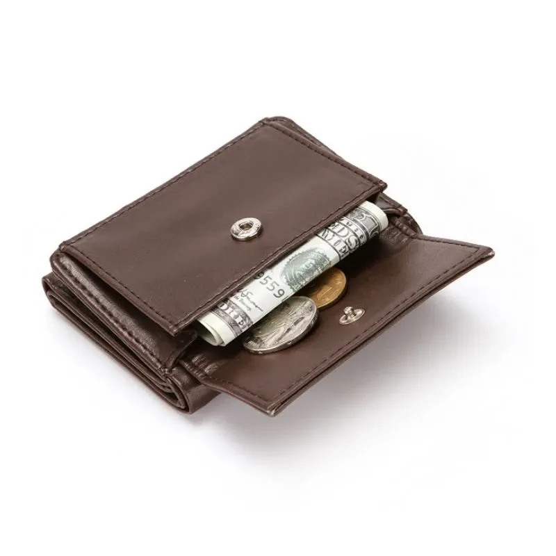 Plånböcker Slim Mini Mens Wallet Pu Leather Trifold Coins Plånböcker Väska för manlig Billfold Business Credit ID Bankkort Fall Nyckelhållare