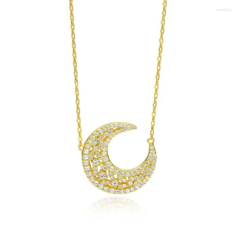 Modelos de pingentes Design original de Zhen Chengda Hollowoud Moon colar for Women S925 Sterling Silver Única e nicho