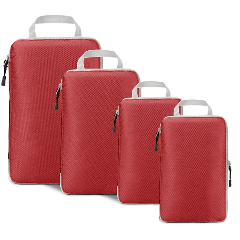 Sacchetti di viaggio cubi di imballaggio comprimibile pieghevole borse da stoccaggio impermeabile in nylon portatile con borsetta per borse