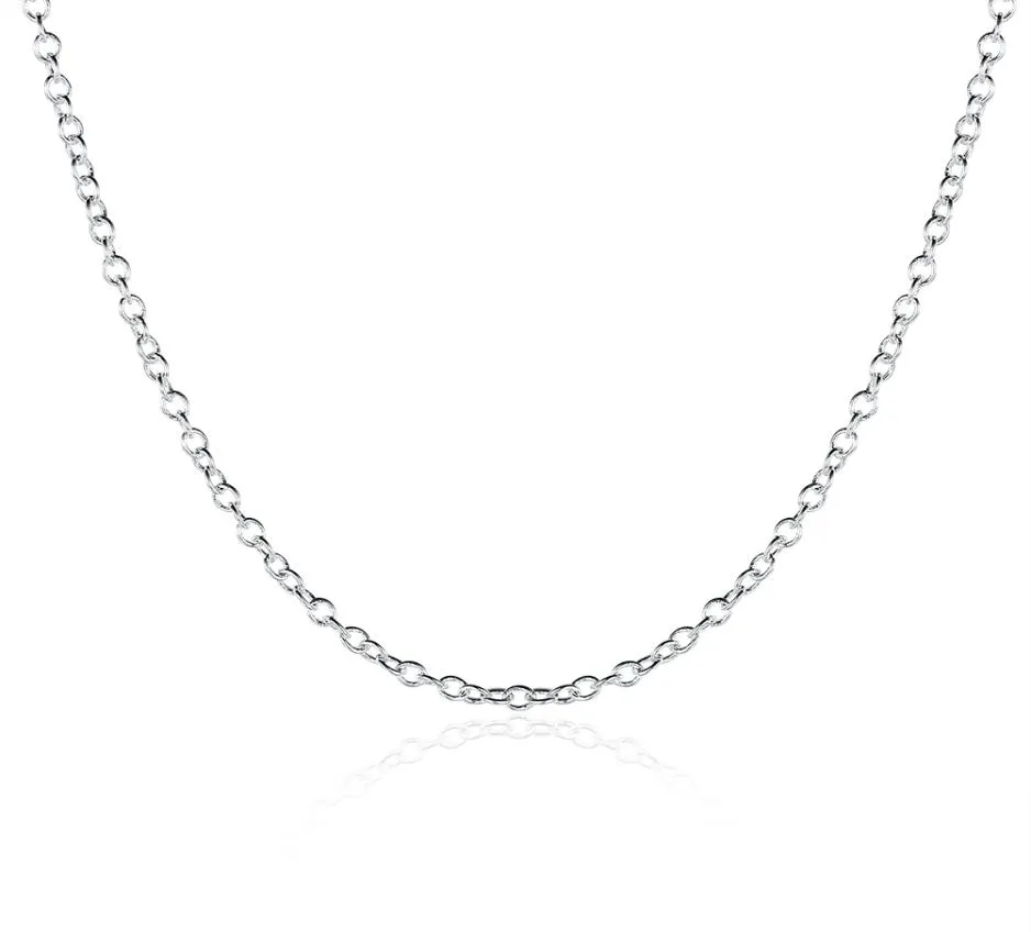 925 Halsband Silverkedja Fashion Jewelry Sterling Silver EP Link Chain 1mm Rolo 16 24 Inch5653244